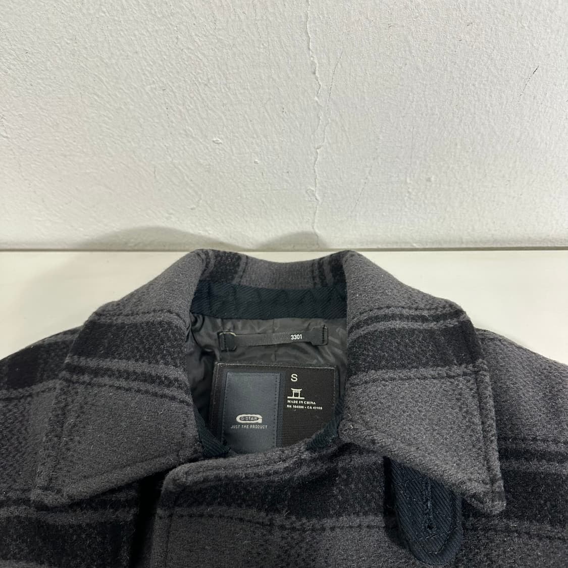 S 지스타로우 GSTAR 그레이 체크 더블 하프코트 상품이미지5