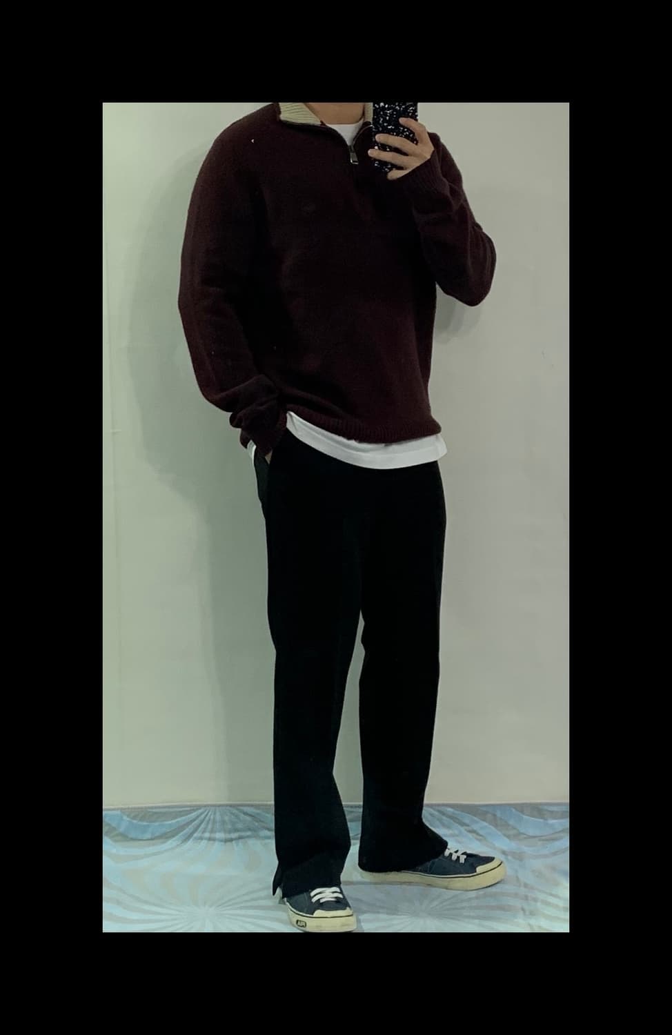 버버리 신형 버건디 반집업니트(정품) 상품이미지3