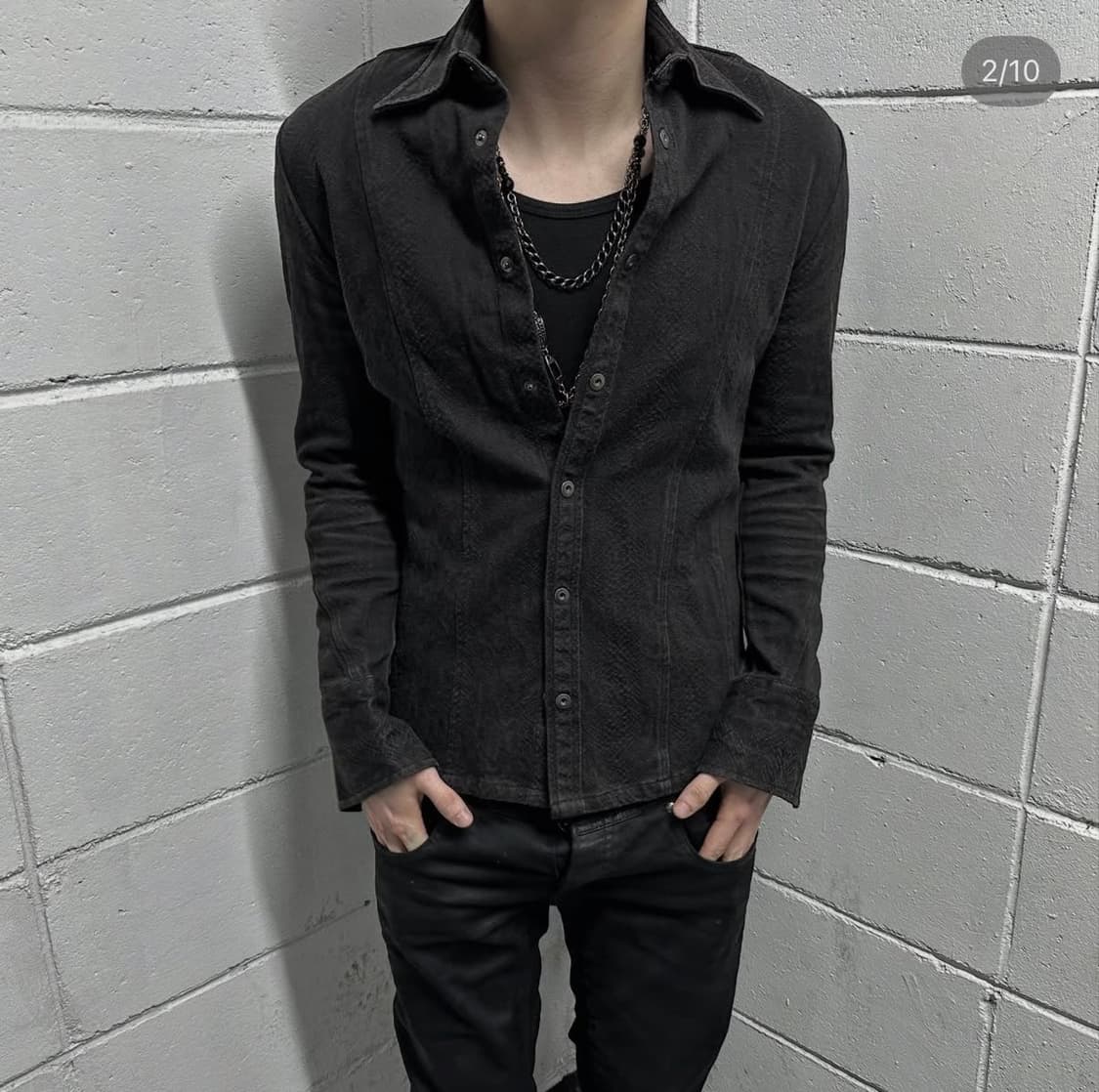 5351 pour les Hommes python texture shir 상품이미지2