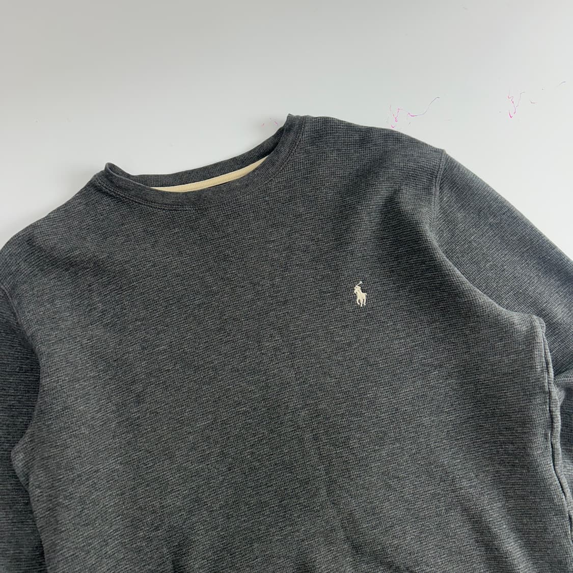 Polo 폴로 화이트 포니 그레이 와플 니트 상품이미지4