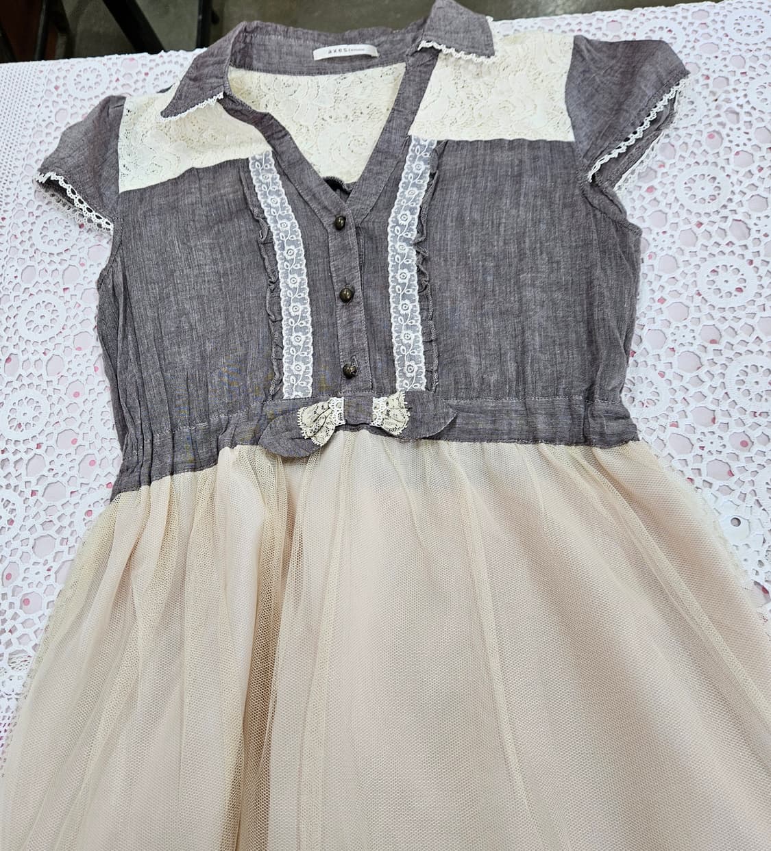 엑시즈팜(Axes Femme) 레이스 배색 튤 원피스 상품이미지9