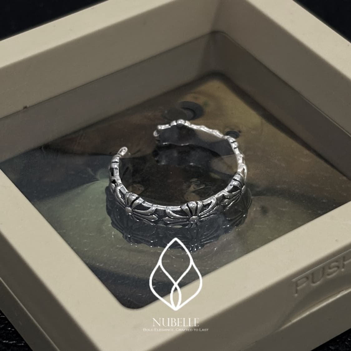 🌗 Chrome cross ring / 크롬 크로스 실버 오픈링 반지 상품이미지4