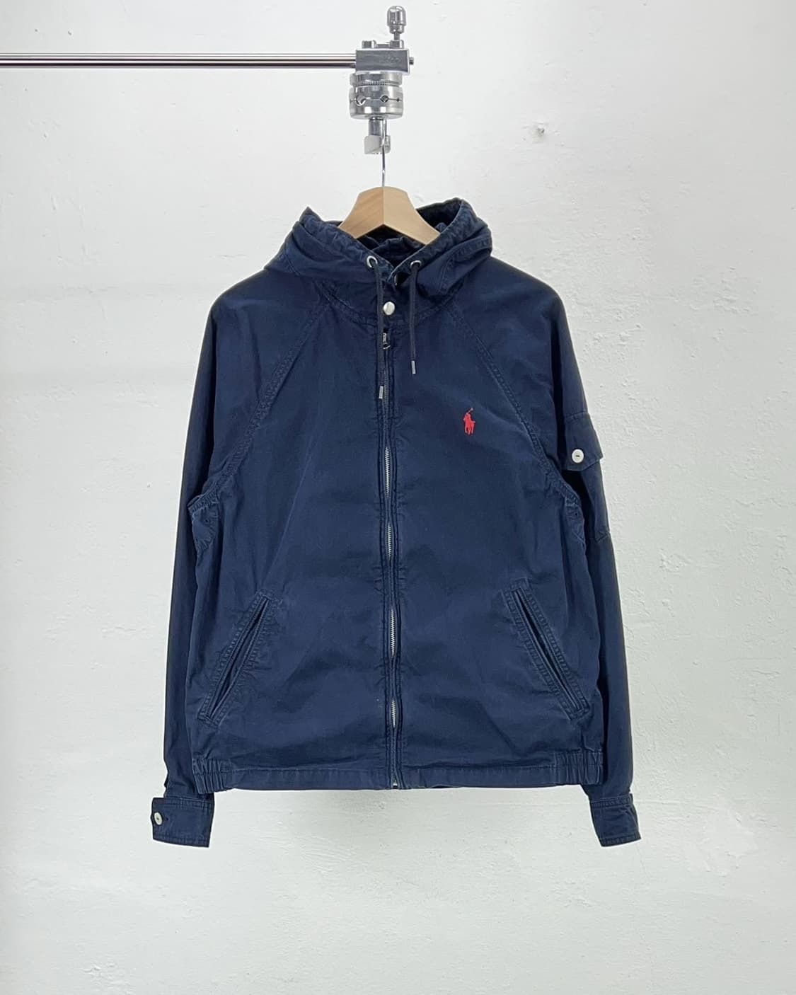 폴로 랄프로렌 네이비 코튼 쉘 후디 풀 집업 자켓 상품이미지1