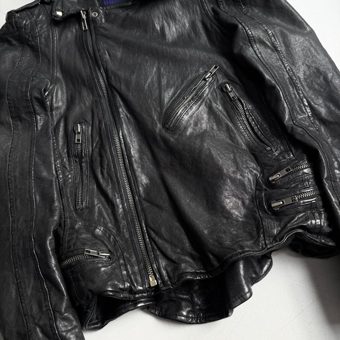 사선 라이더 리얼레더 릭오웬스맛 바이커 양가죽 자켓 상품이미지7