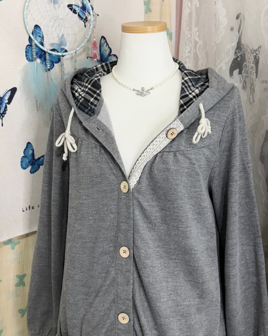 그레이 모리 후드 가디건 상품이미지4