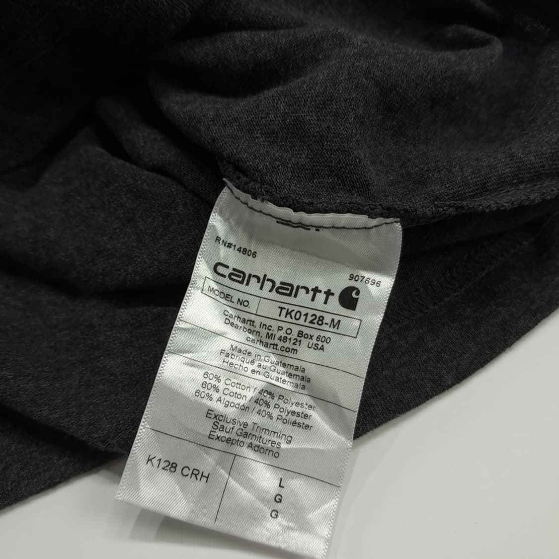 Co773 L 칼하트 차콜그레이 포켓 헨리넥 긴팔 티셔츠 상품이미지6