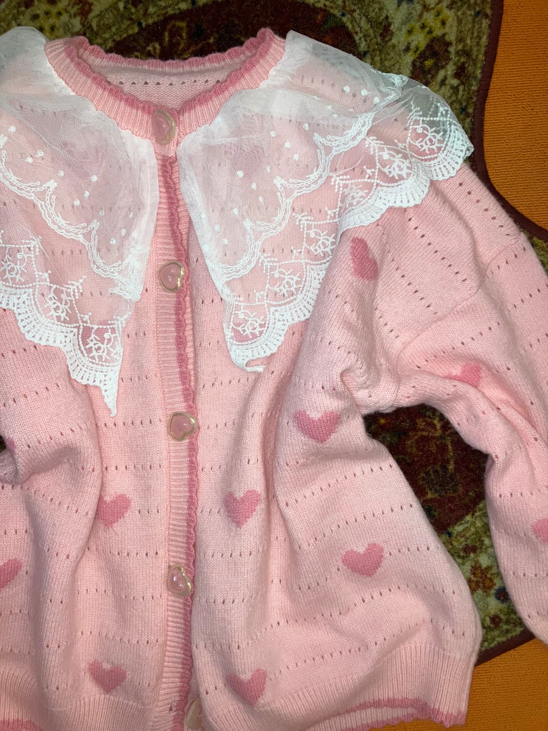 빈티지 딸기 쇼트 케이크 하트 가디건 상품이미지4