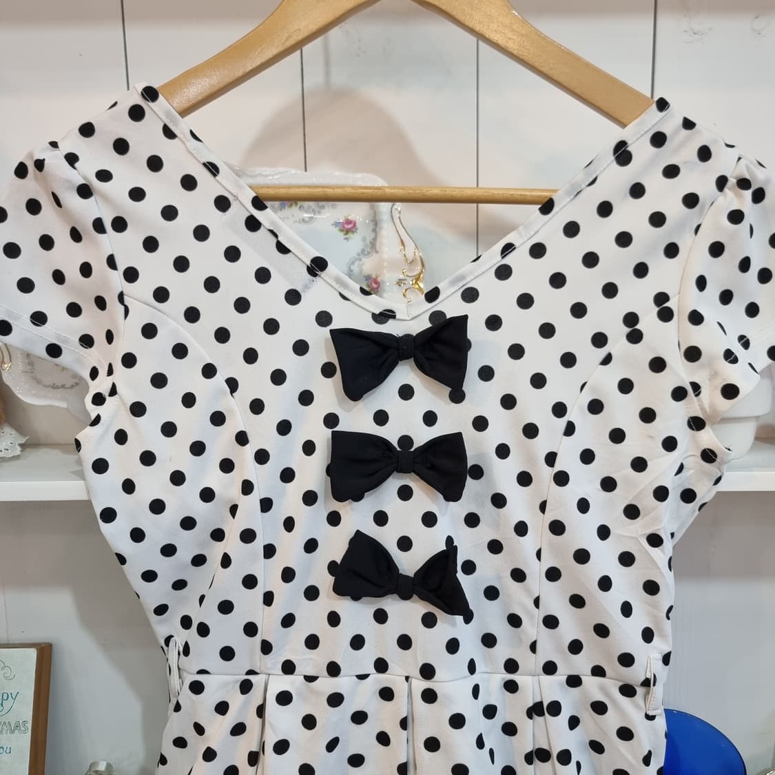 세실 맥비(CECIL McBEE) 도트 리본 플레어 미니 원피스 상품이미지3