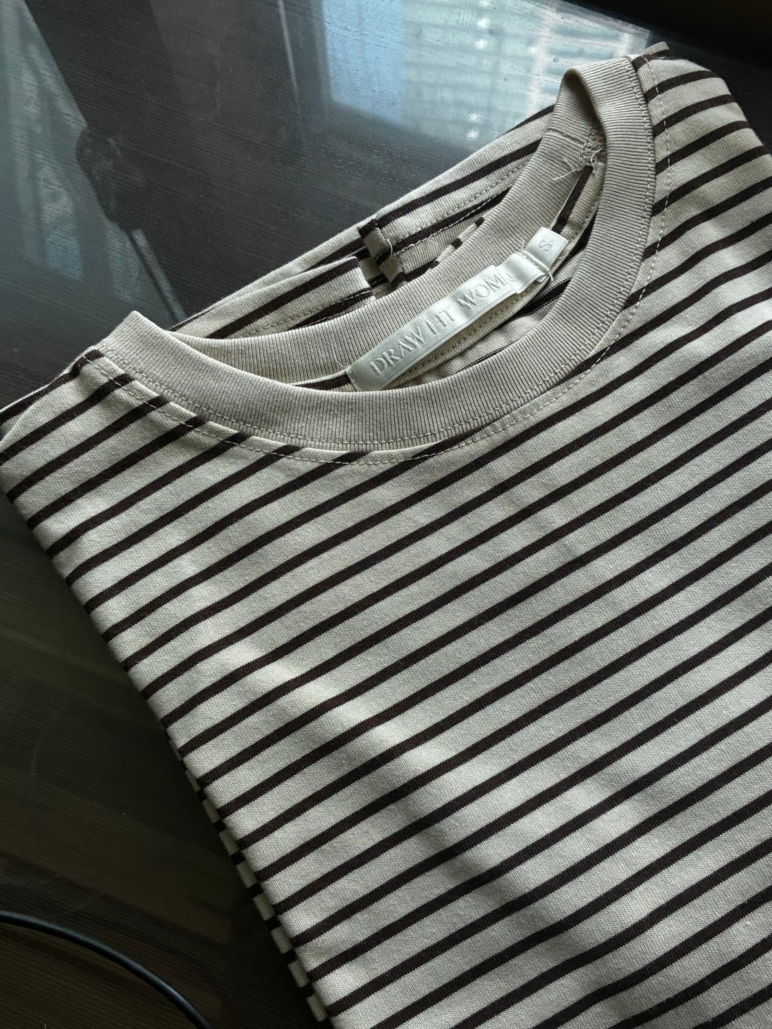 (S) 드로우핏 우먼 스트라이프 퍼프 반팔 티셔츠 [BEIGE] 상품이미지10