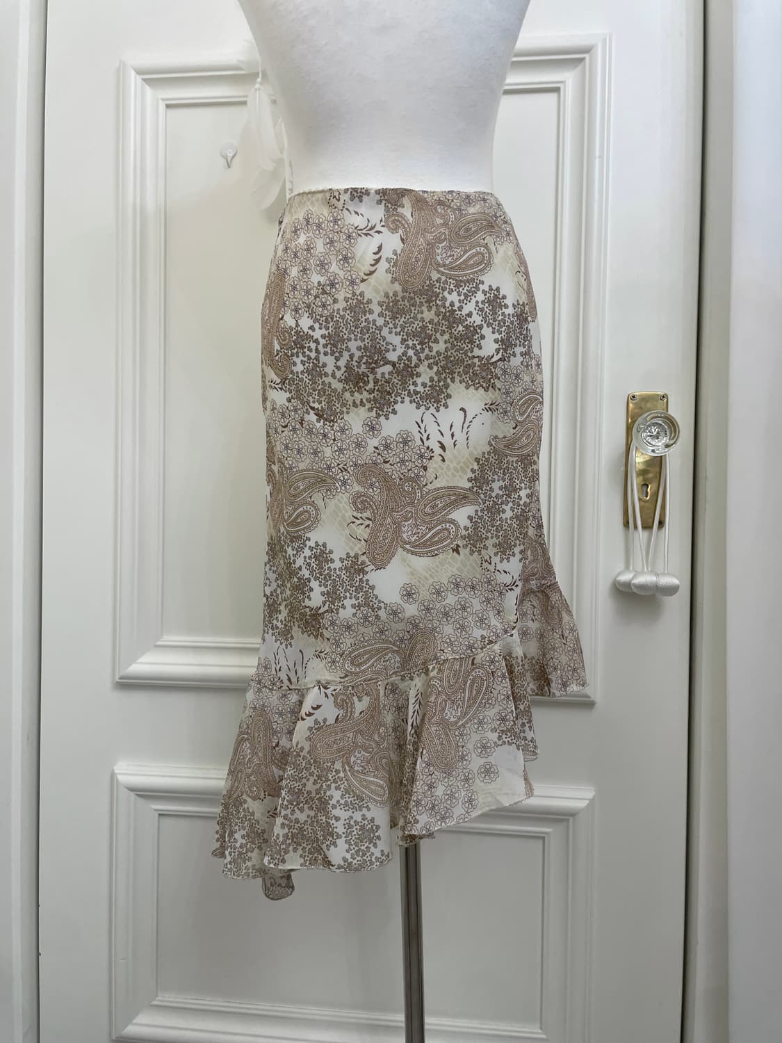 beige pasley unbalance banding skirt 상품이미지4