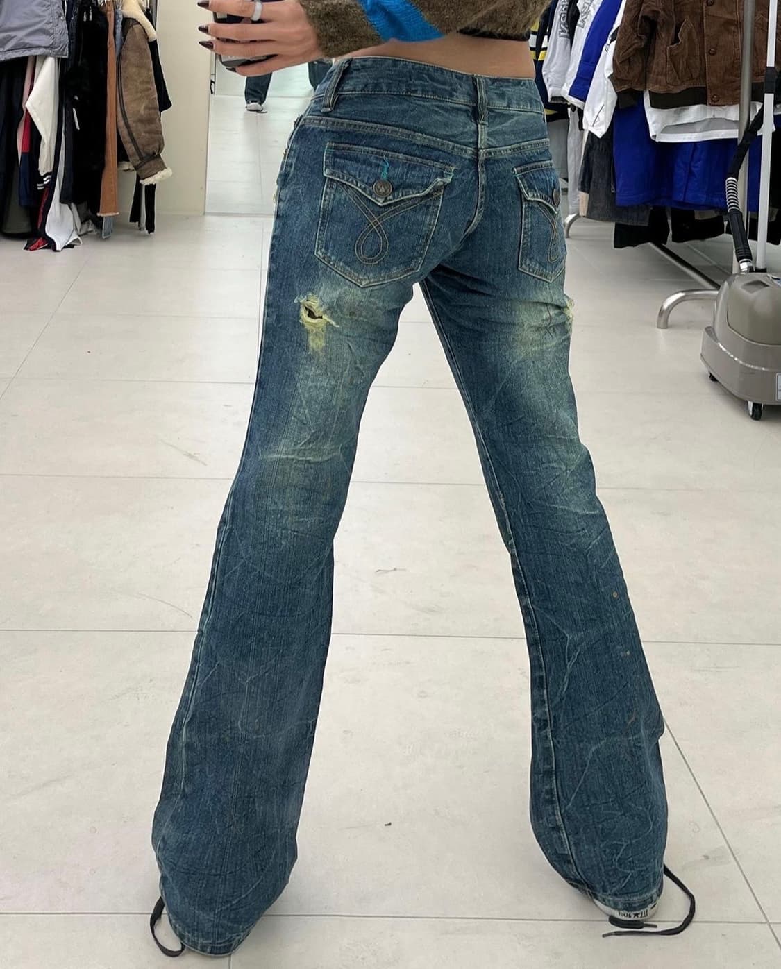 빈티지 y2k 워싱데님부츠컷팬츠 상품이미지2