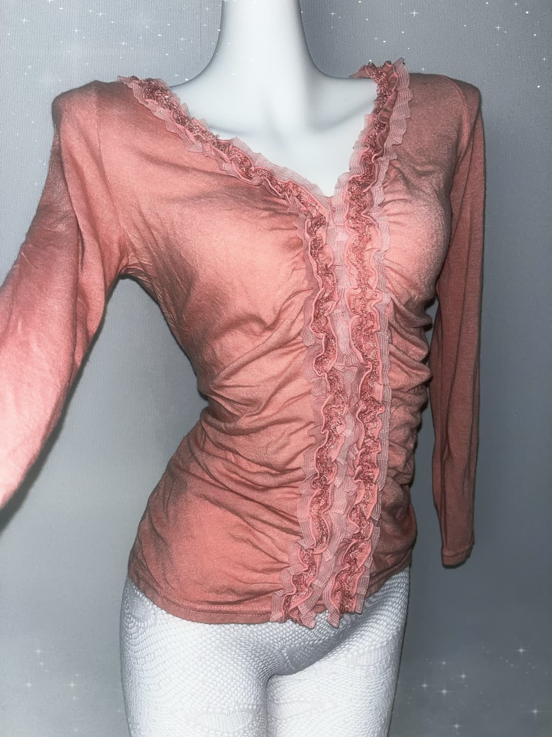 Brugge Sepia 로걀 히메갸루 에쉬핑크 셔링 레이스 롱슬리브 상품이미지2