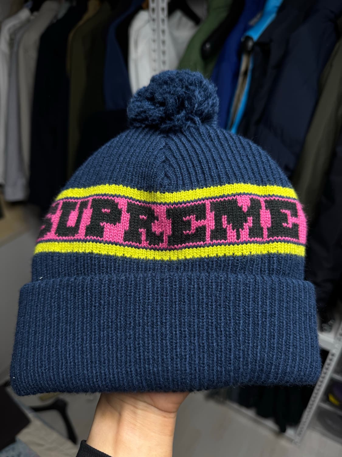 슈프림 빅 스트라이프 비니 네이비 - 24fw 상품이미지2