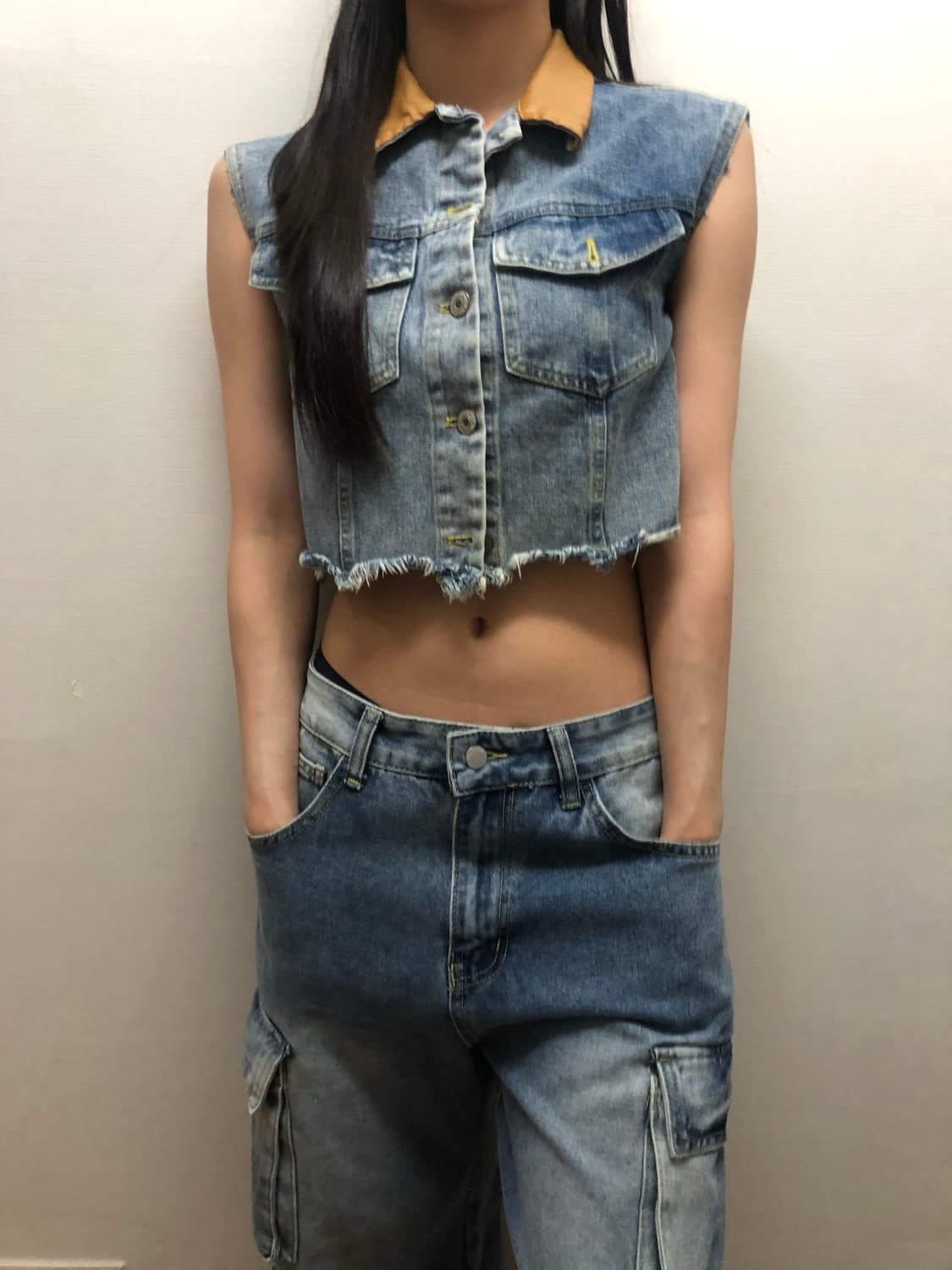 빈티지 데님 크롭 자켓 상품이미지2