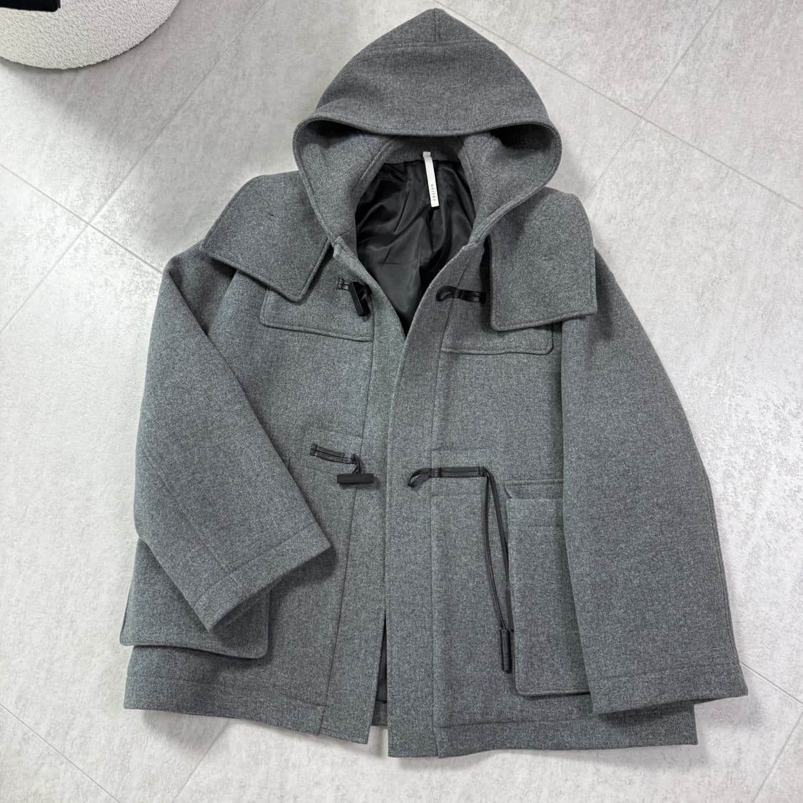 노이어 오버핏 후드 더플 하프 코트 48사이즈 상품이미지2