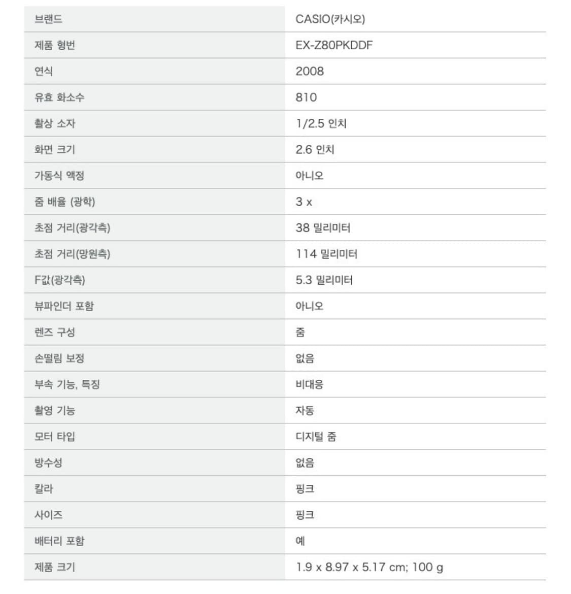 카시오 엑슬림 ex-z80 핑크 빈티지 디카 / 카리나 사용 상품이미지7