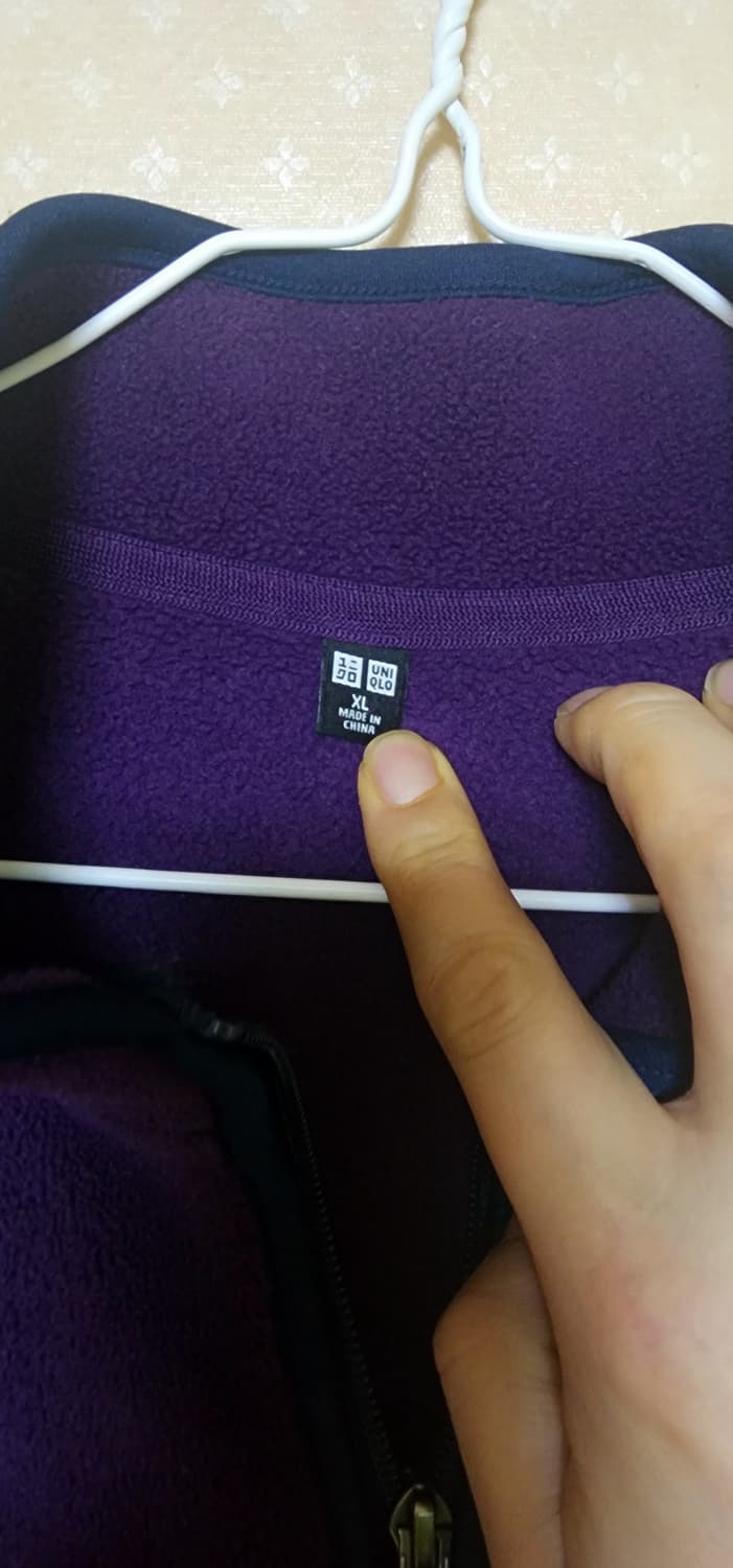 유니클로 남성 퍼플 플리스 하프 맨투맨 XL 상태최상 상품이미지6