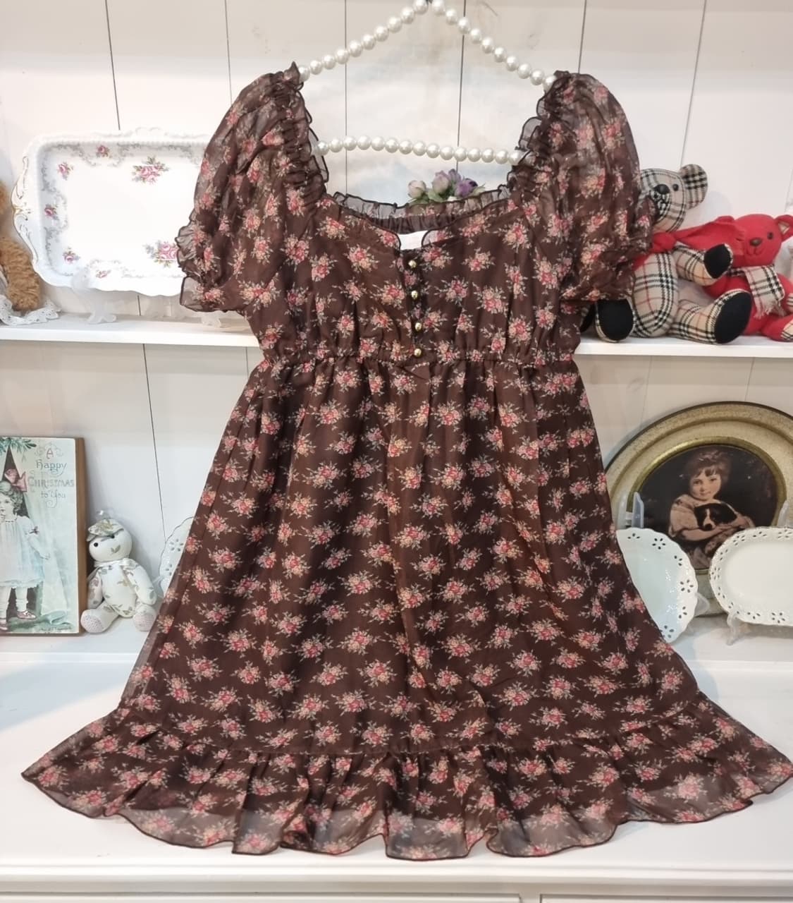 LIZ LISA 오프숄더 로즈 쉬폰 원피스 상품이미지1