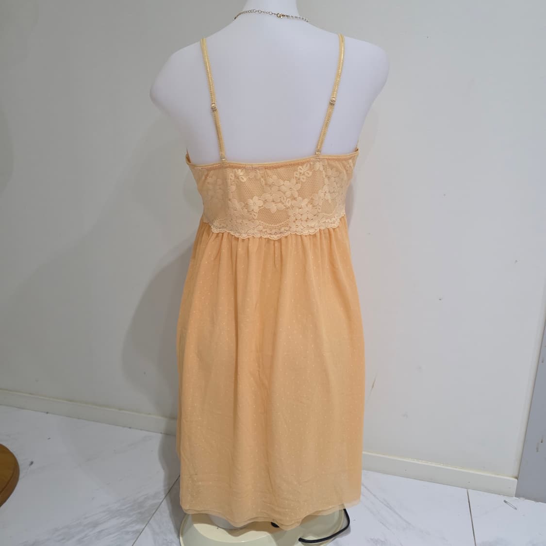 solb 솔브 빈티지)오렌지 플로럴 리본 도트 모리걸 슬립란제리원피스 상품이미지2