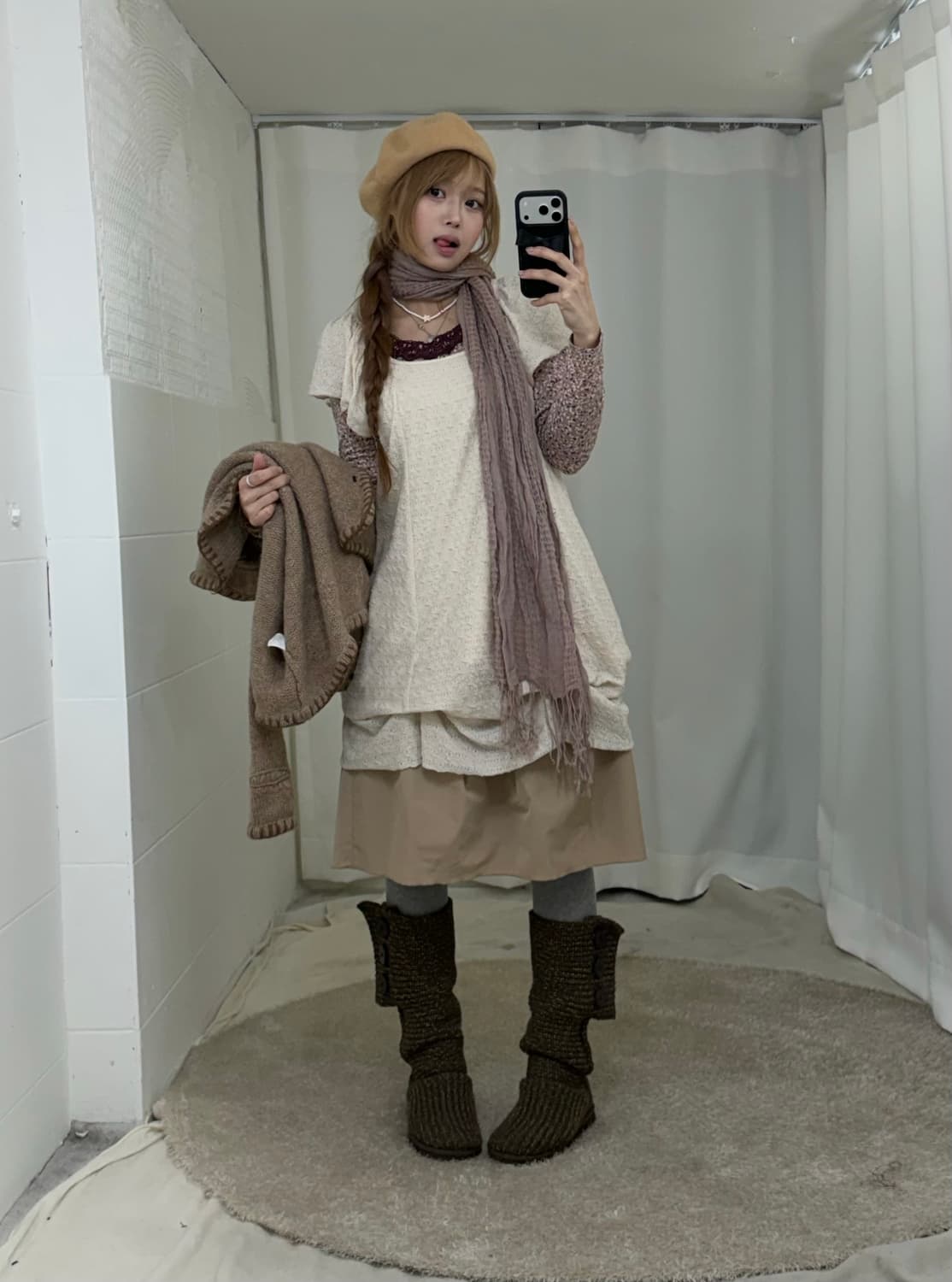 뮤트 베이지 너드 하구미 모리걸 코디세트 상품이미지2