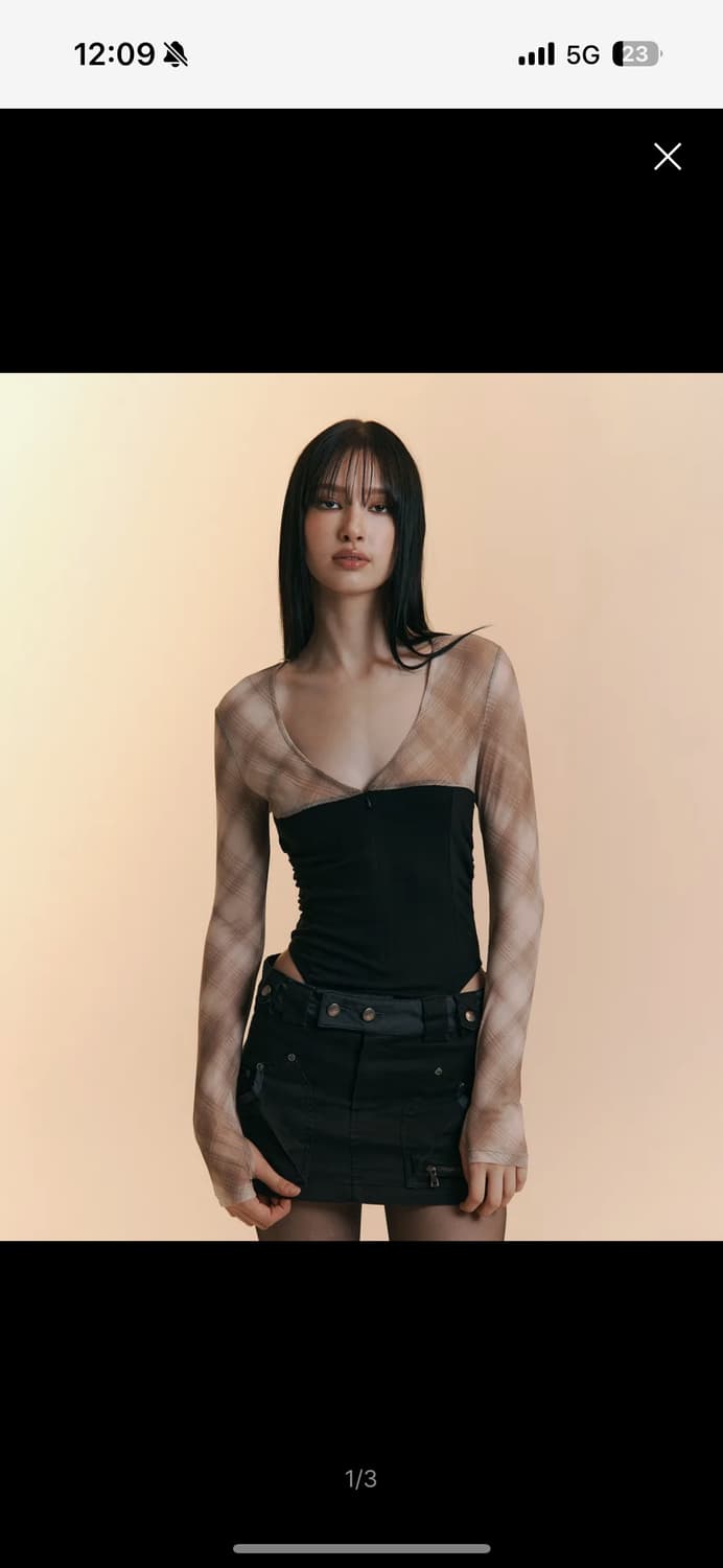 플리즈노팔로우 Etta Check Bodysuit (Black) 상품이미지4