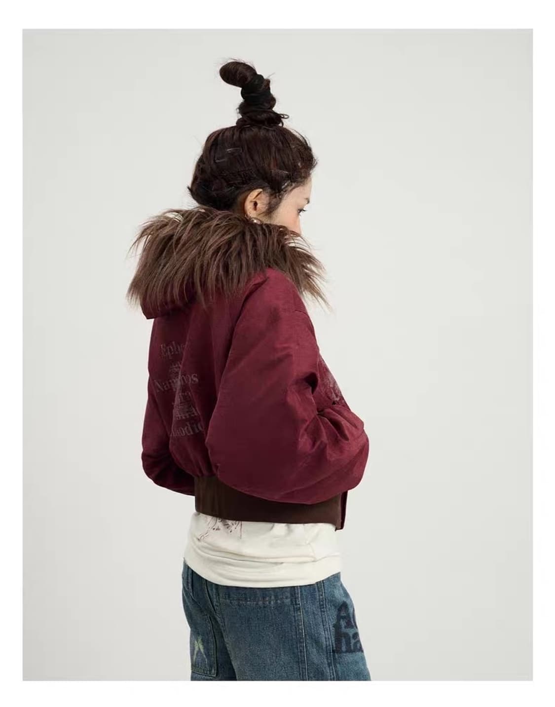 Achihara 퍼 카라 숏 패딩 상품이미지5