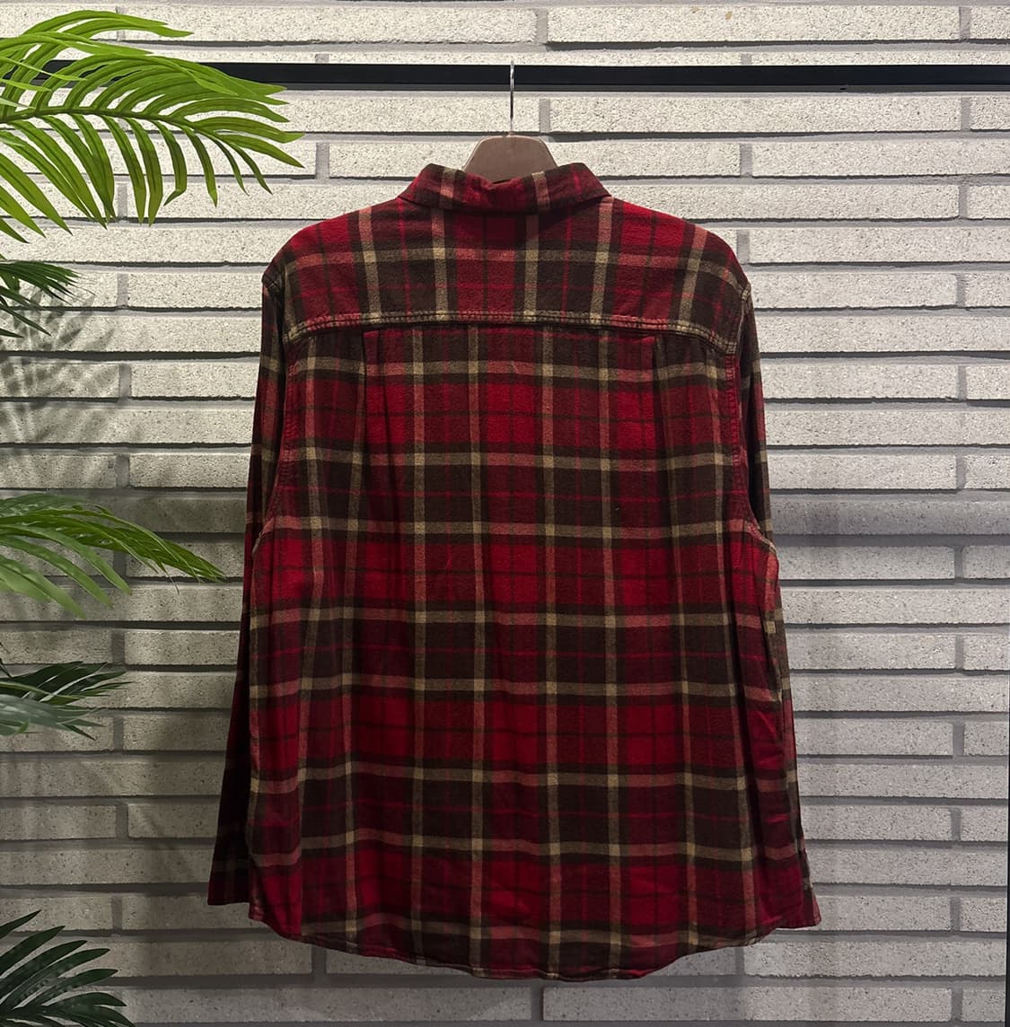 USA VINTAGE 타탄체크 헤비 플란넬 셔츠 워크포켓 디테일 레드 상품이미지3