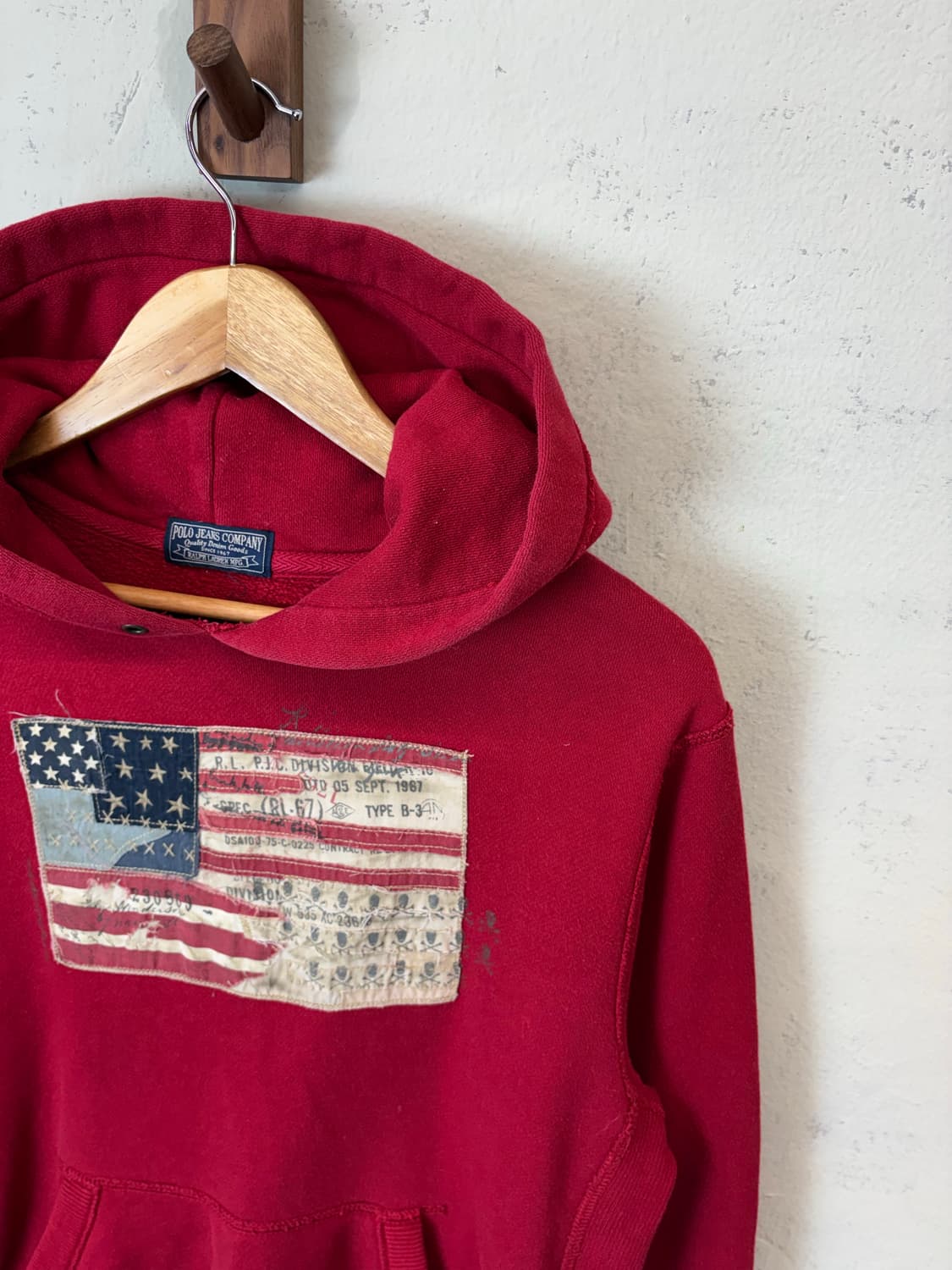 폴로랄프로렌 폴로진스 빈티지 성조기 후드티 레드 상품이미지5