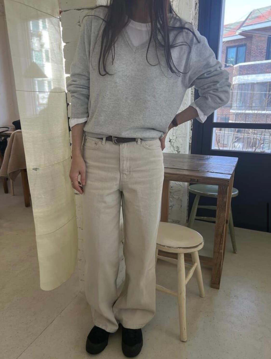 (새상품) 누스누스 nusnus 베이지데님 팬츠 상품이미지1