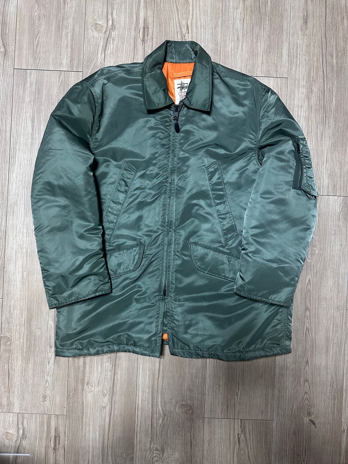 빈티지 스투시 MA-1 봄버 자켓 카키 L made in usa 상품이미지1