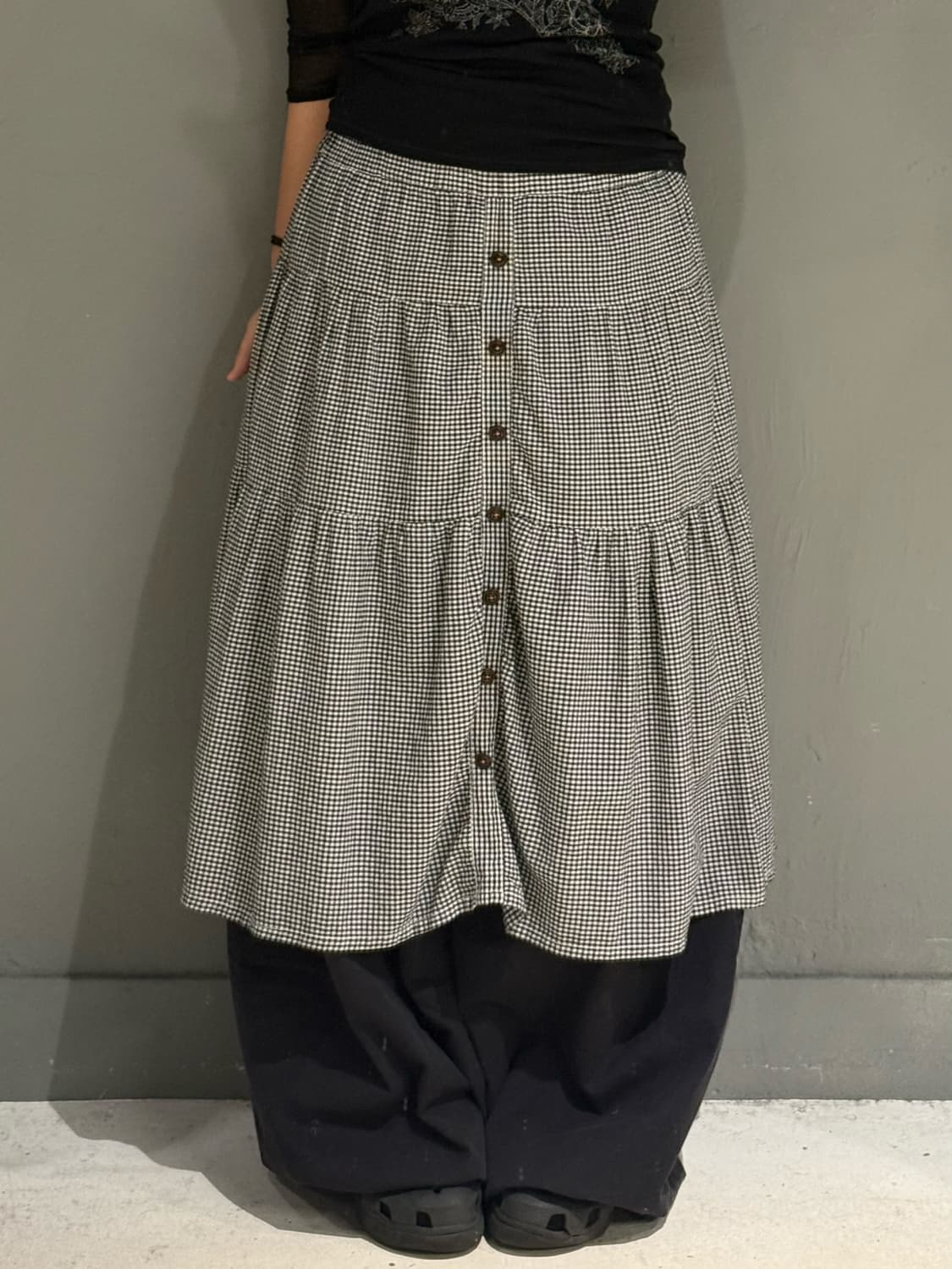 check pattern button-up skirt 상품이미지1
