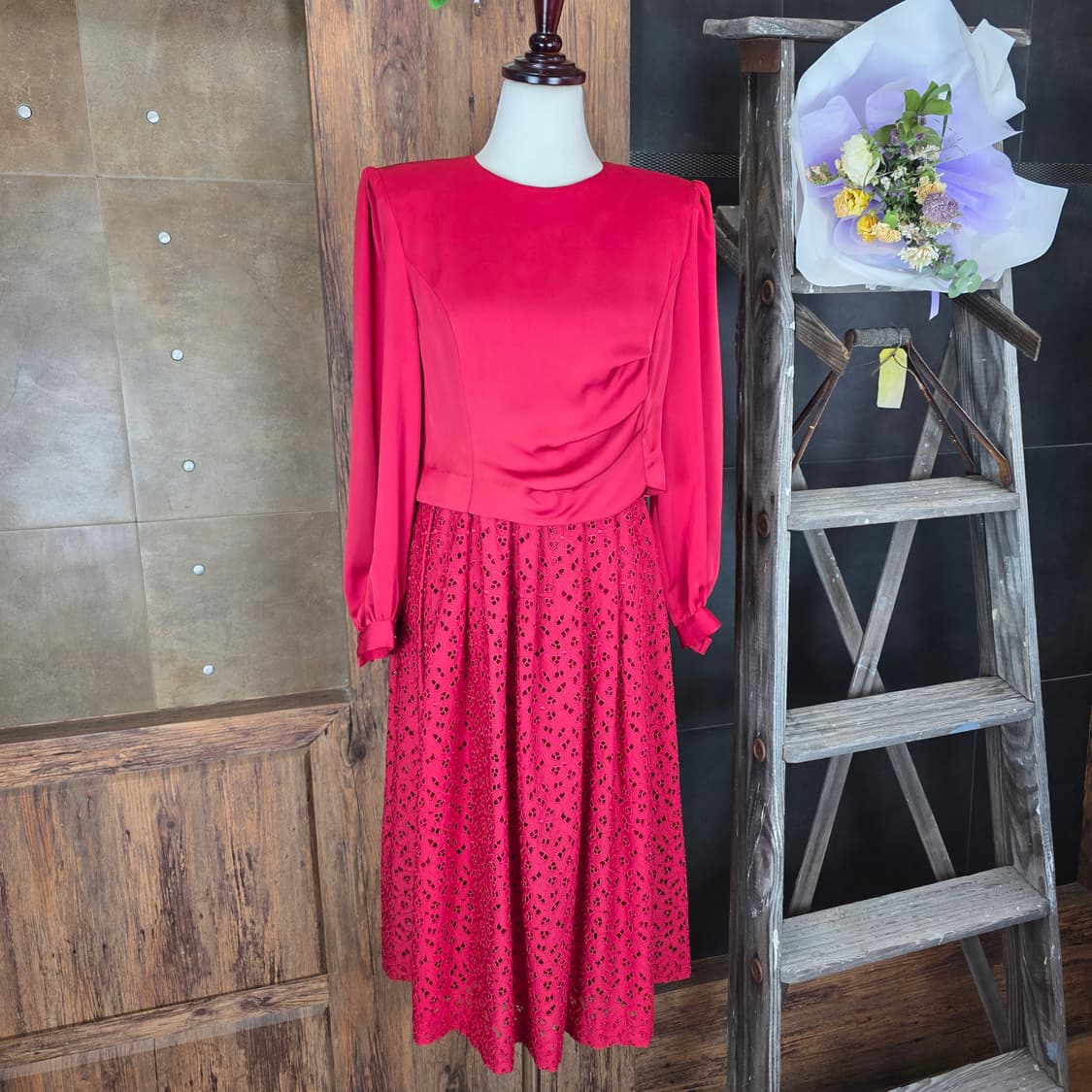 레트로 펀칭자수 롱원피스 상품이미지5