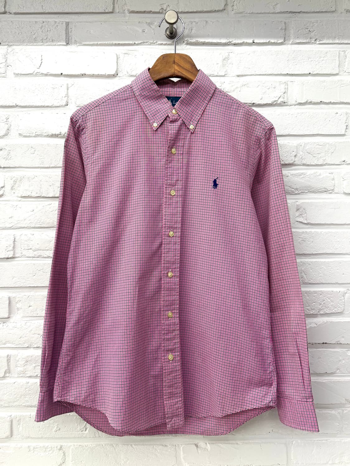 폴로 핑크 체크 드레스 셔츠 상품이미지3