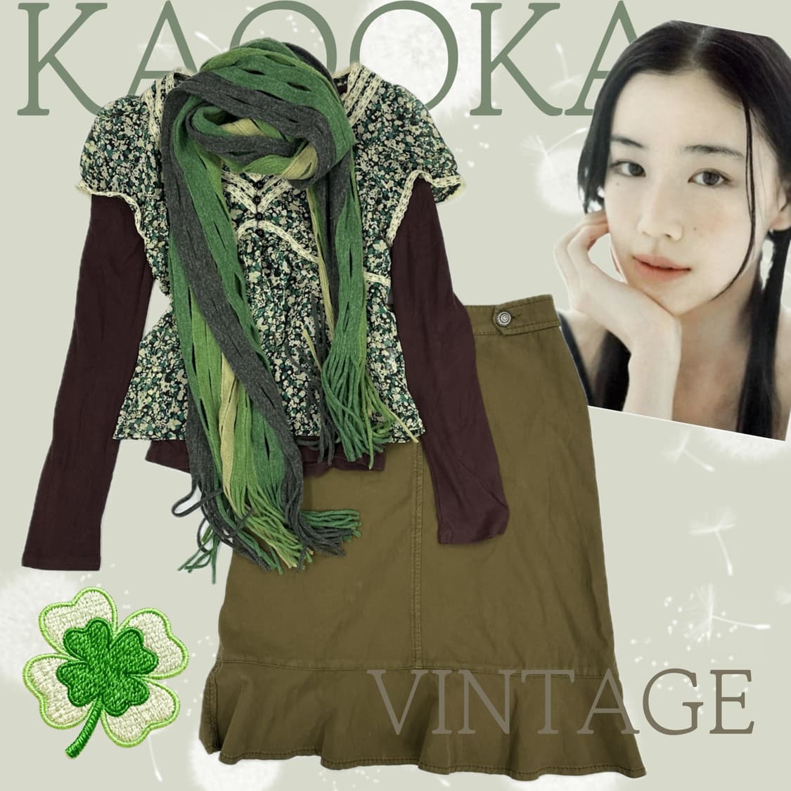 🍃하구미의 포레스트 그런지 코디세트🍃블라우스 히피 에스닉 미디스커트 상품이미지1