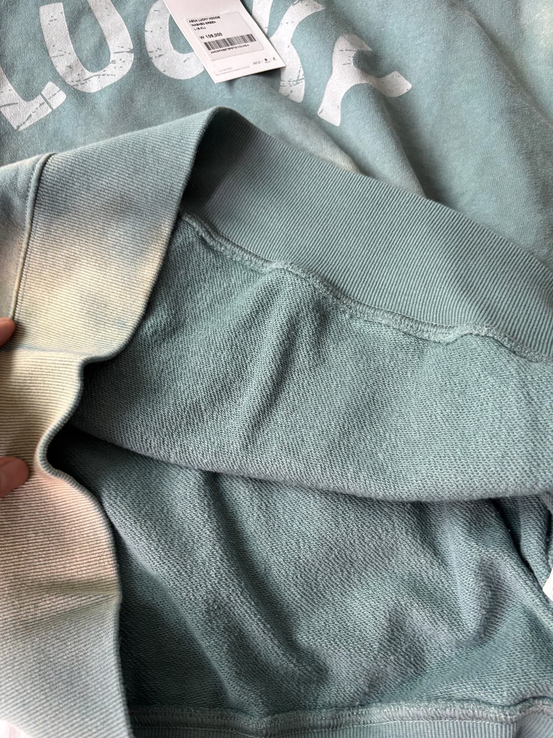 Vintage Hoodie 워시드 그린 L 선페이드 워싱 헤비웨이트 후드 상품이미지7