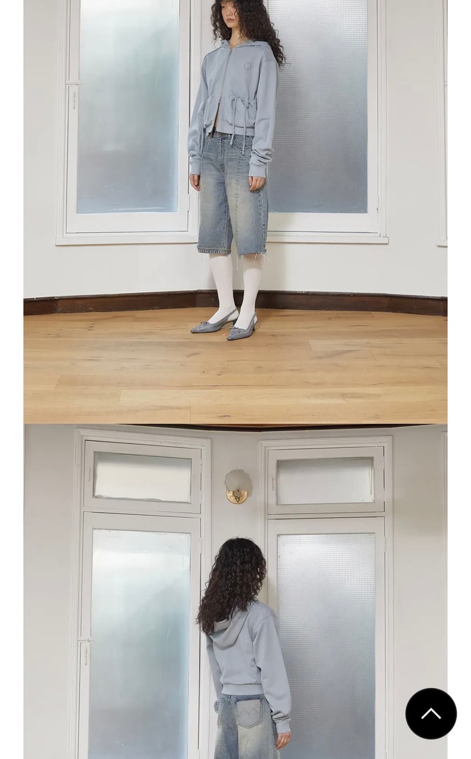 마뗑킴 볼륨 포캣 크롭 후드집업 skyblue 상품이미지2