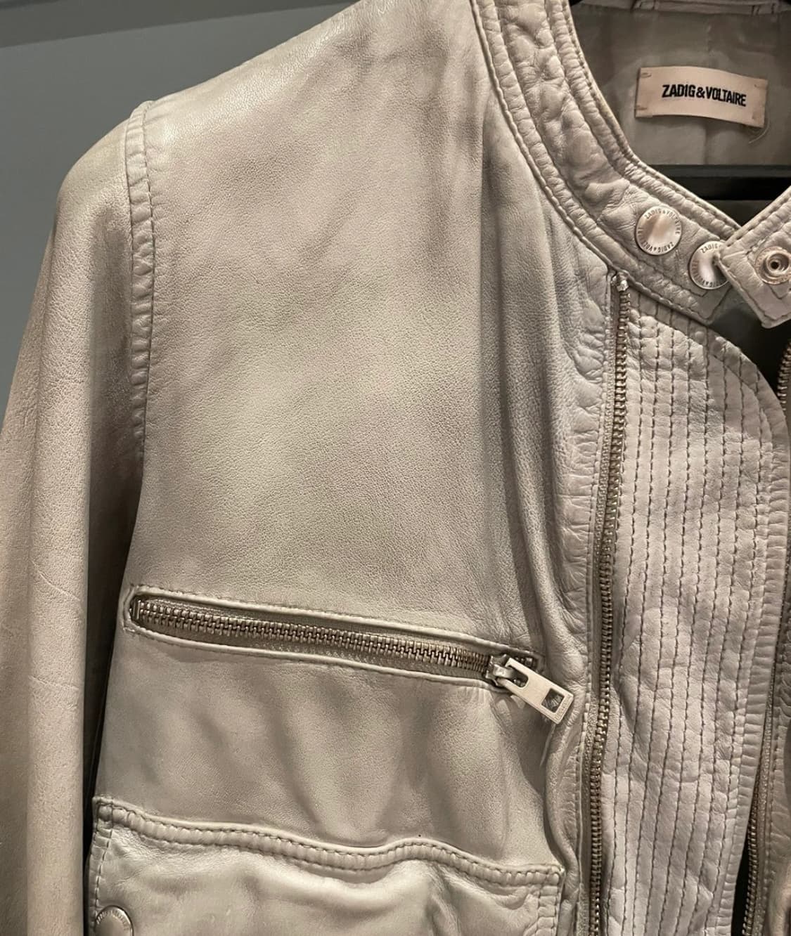 Zadig & Voltaire 자딕앤볼테르 레더자켓 그레이민트 상품이미지3