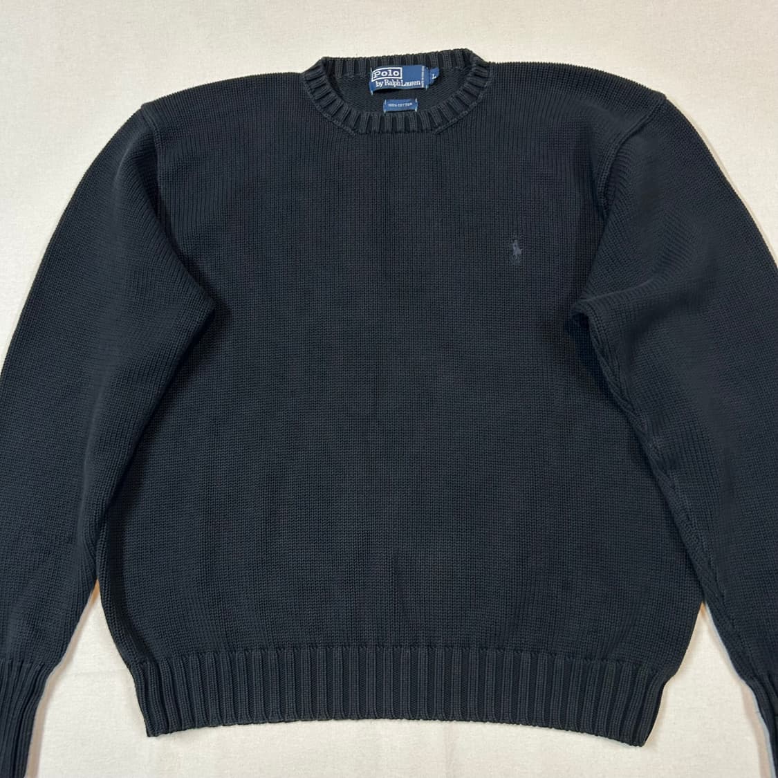 L) 폴로 랄프로렌 헤비코튼 라운드넥 니트 블랙 상품이미지2