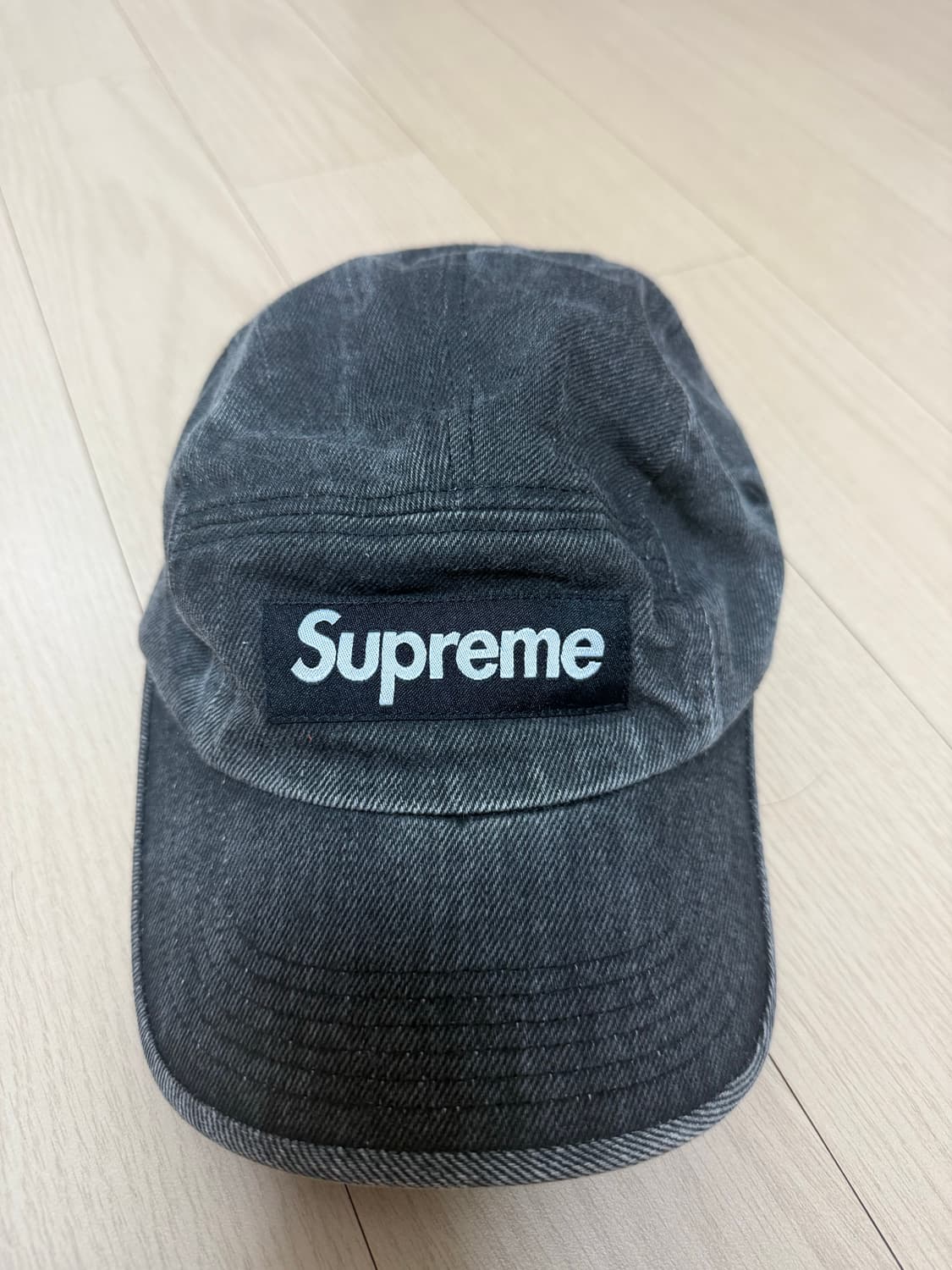 슈프림 코티드 데님 캠프캡 블랙 24SS 상품이미지3