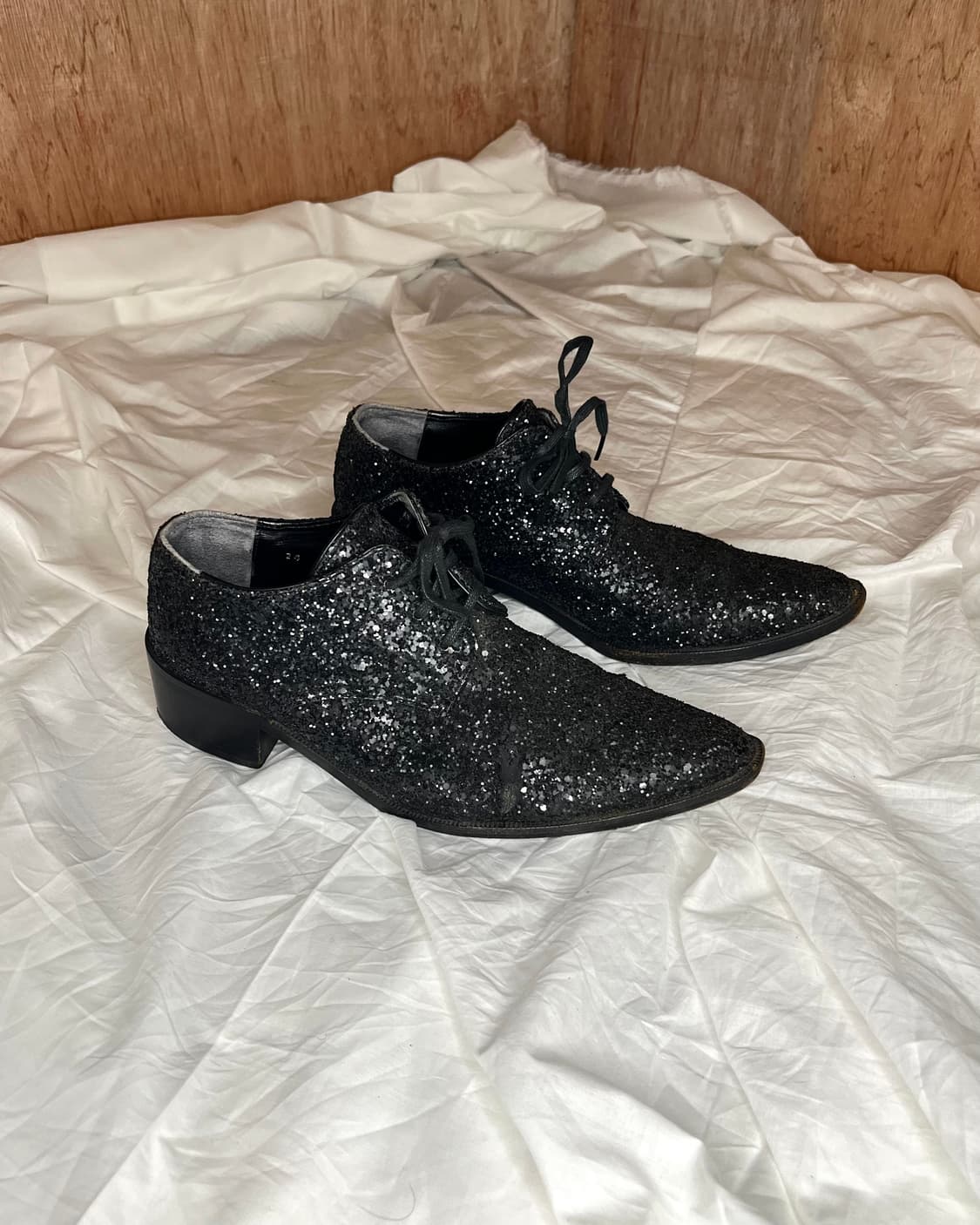 꼼데가르송 트리콧 블랙 글리터 옥스포드 슈즈 상품이미지1