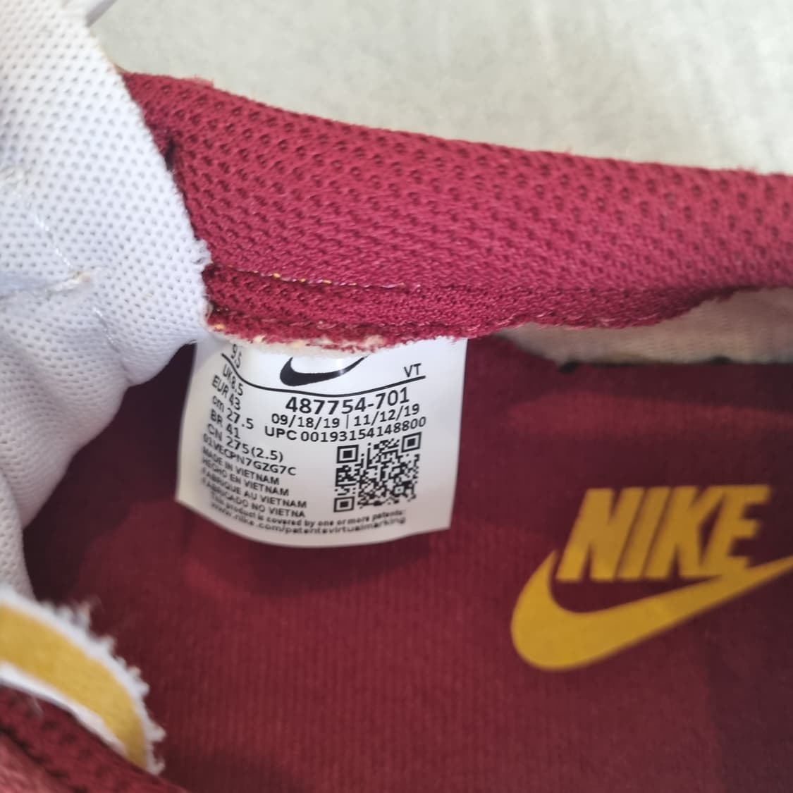 일본 나이키 에어 테일윈드 79 유니버시티 골드 팀 레드 275mm 상품이미지7