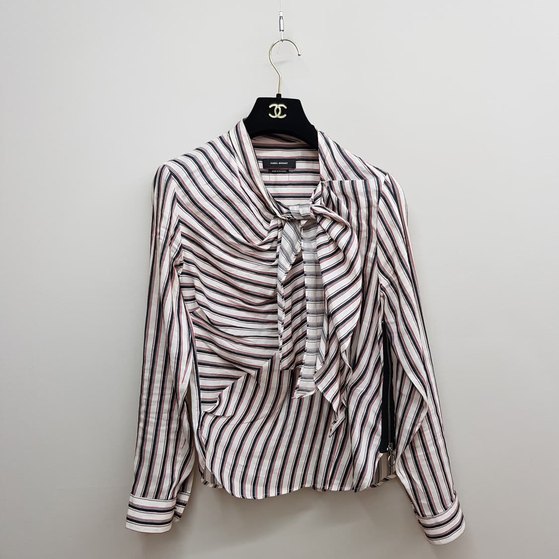 이자벨마랑 스트라이프 리본 타이 블라우스 34사이즈 상품이미지1