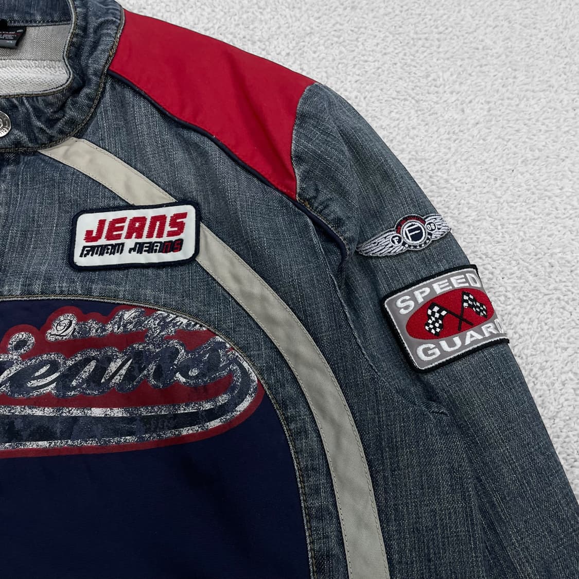 후부 Fubu USA 올드스쿨 데님 바이커 레이싱 자켓 상품이미지5