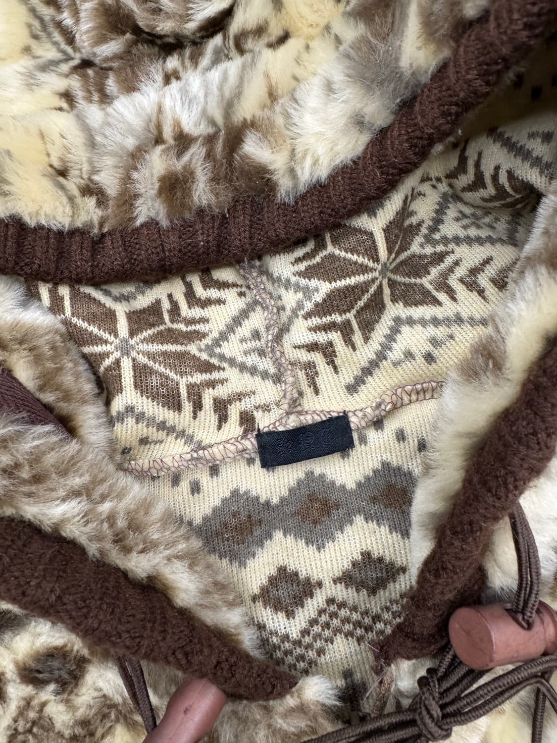 M)Japnese vintage 노르딕 패턴 플리스 후드 자켓 상품이미지3