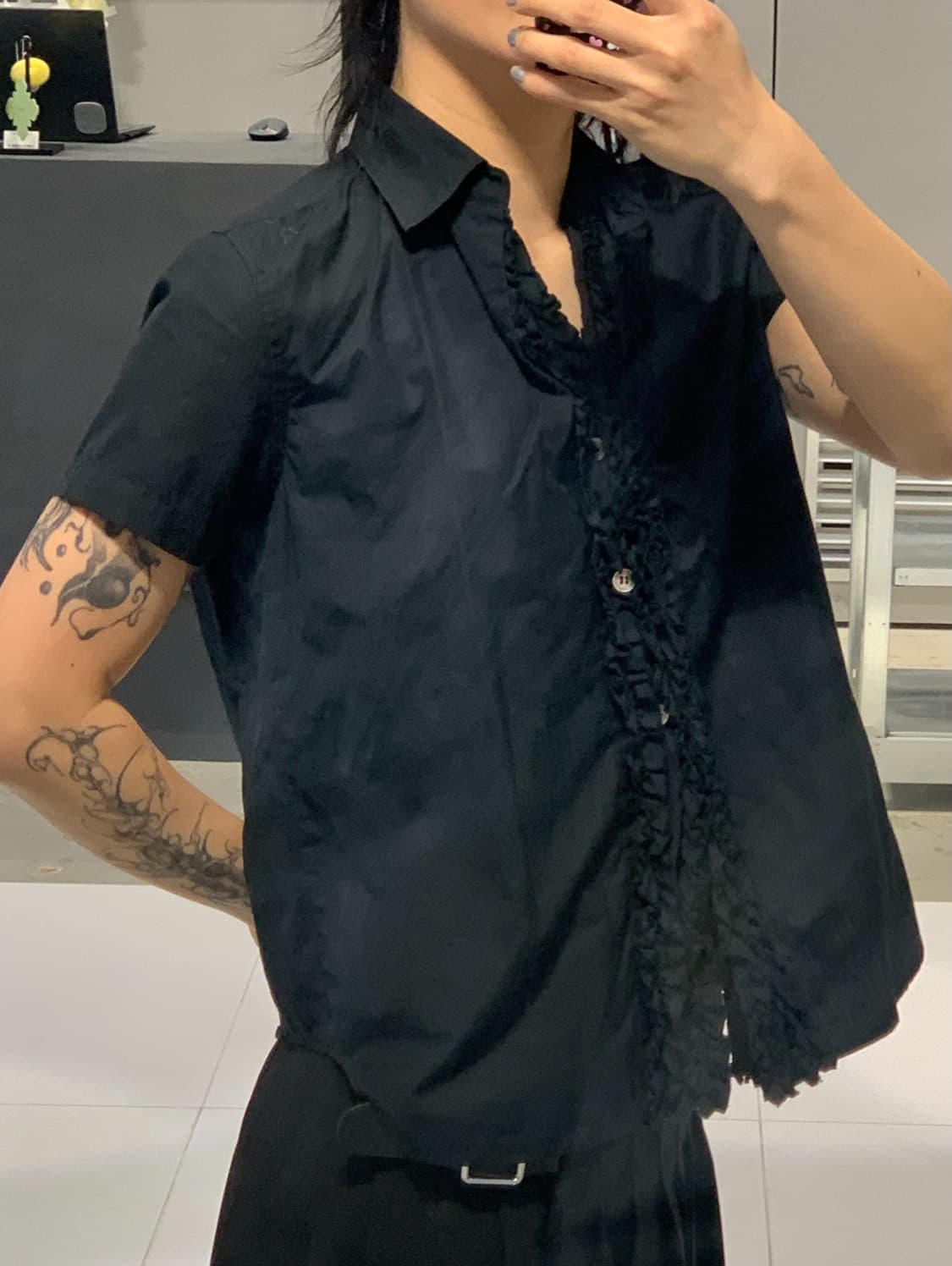 tricot 꼼데가르송 반팔 블라우스 블랙 xs 상품이미지8