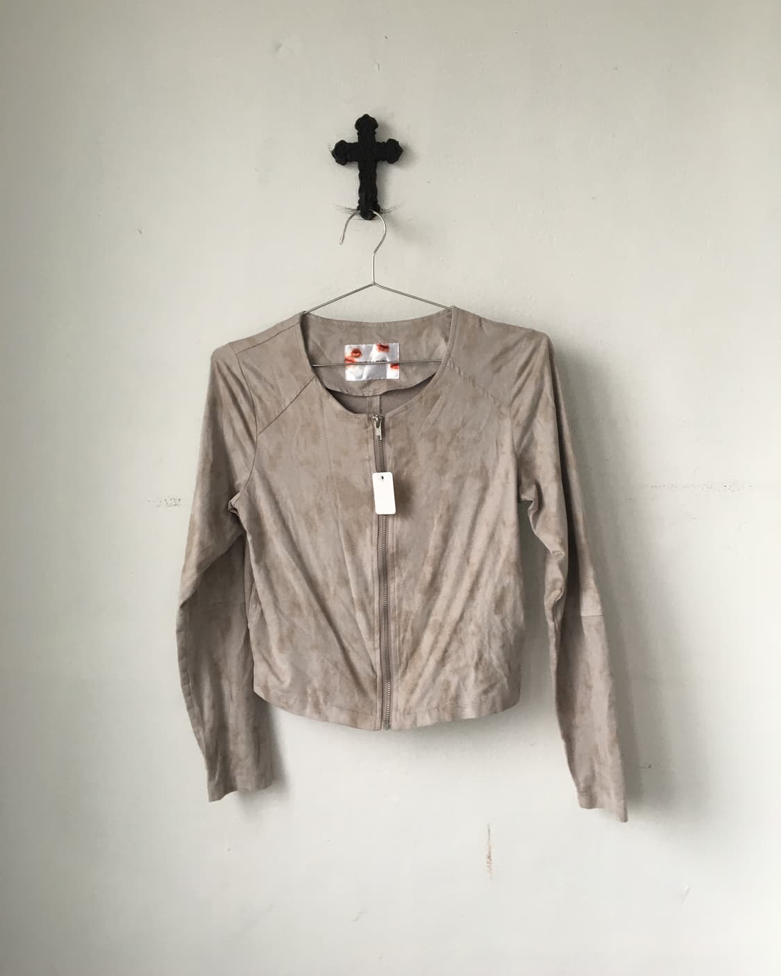 Grunge printing fake suede zip up 상품이미지1