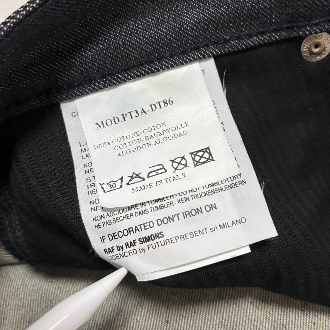 RAF SIMONS Raw Denim Slim Straight Jeans 상품이미지5