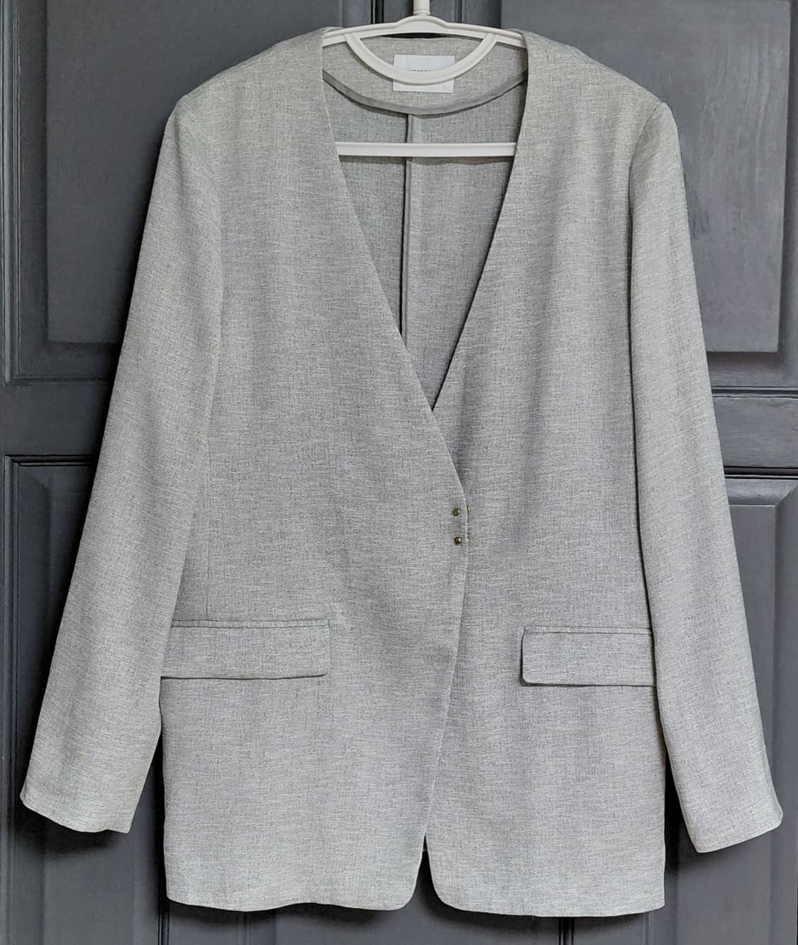 THE SUIT COMPANY she 노칼라 린넨라이크 자켓 (40) 상품이미지2