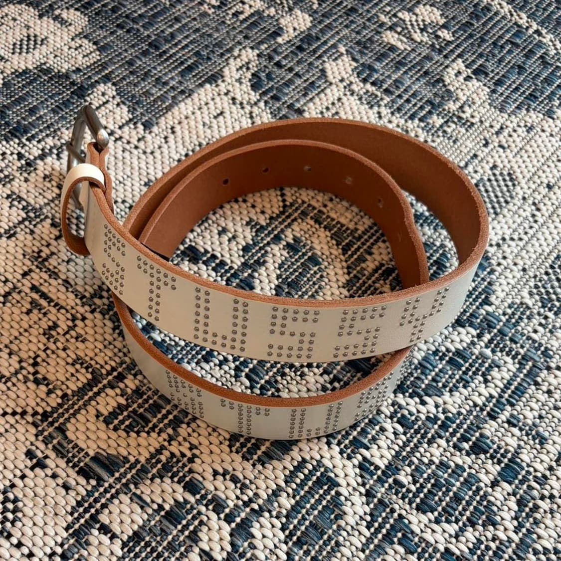 스투시 스터드 레더 벨트 본 화이트 상품이미지1