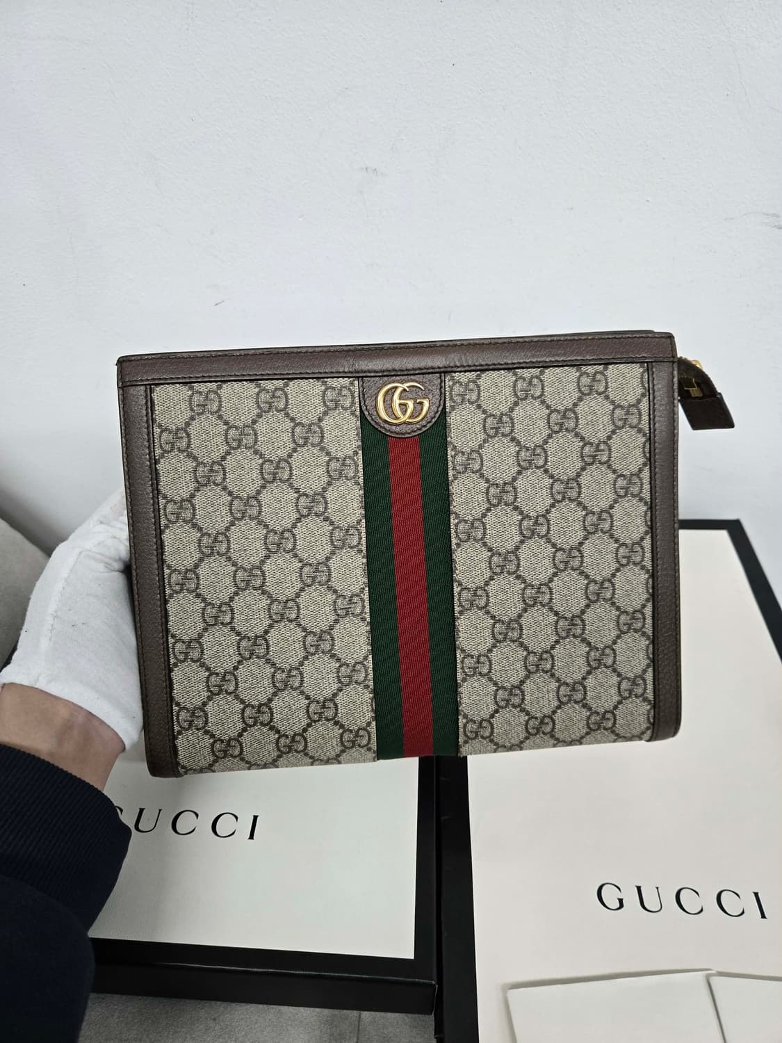 [보증서 정품] 구찌 시그니처 삼선 클러치백 상품이미지6